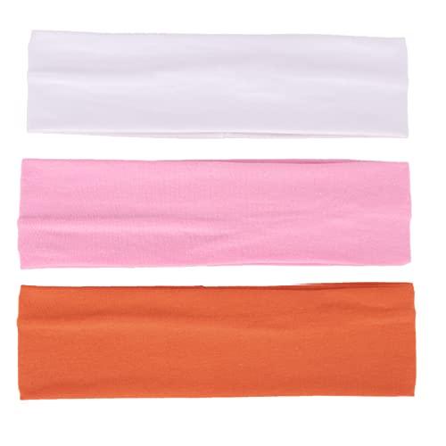 MapofBeauty MapofBeauty 3 Pack Yoga Headbands Stretchy Cotton Head Band Hairwarp Sports Running Exercise Gym (White/Pink/Orange)