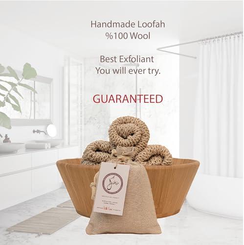 Mekhak Natural Products Natural Loofah Exfoliating Body Scrubber, Loofah for Men and Women Handmade Durable Wash Cloth, Back Scrubber with Handles for Bath and Shower, Deep Clean, Skin Care, Kurdish Loofah, Bath Accessories