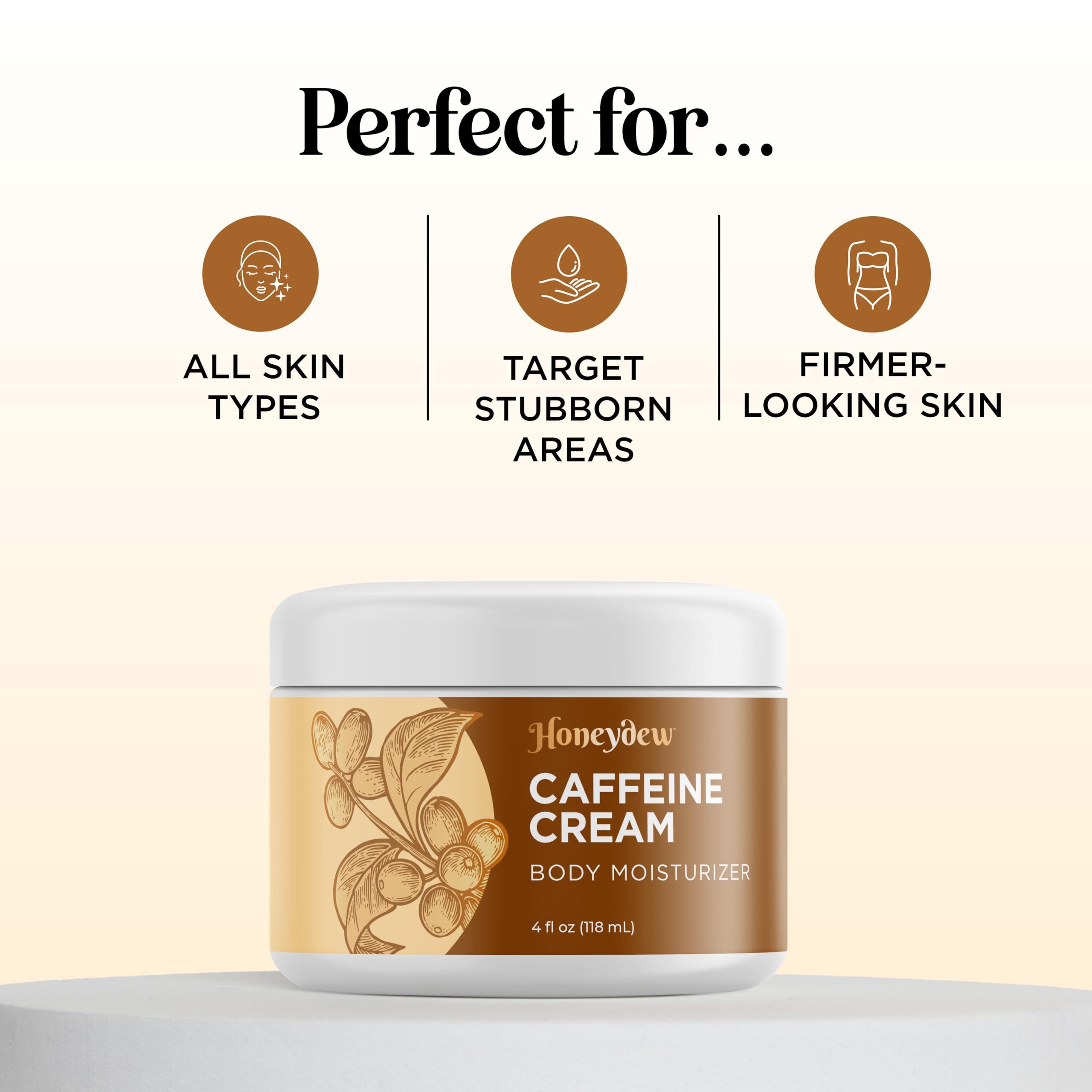 HONEYDEW Concealing Caffeine Cream for Cellulite Reduction - Ultra Moisturizing Cellulite Cream for Thighs Butt and Belly with Rich Shea and Cocoa Butter - Light Scented Vegan Firming Body Lotion for Women