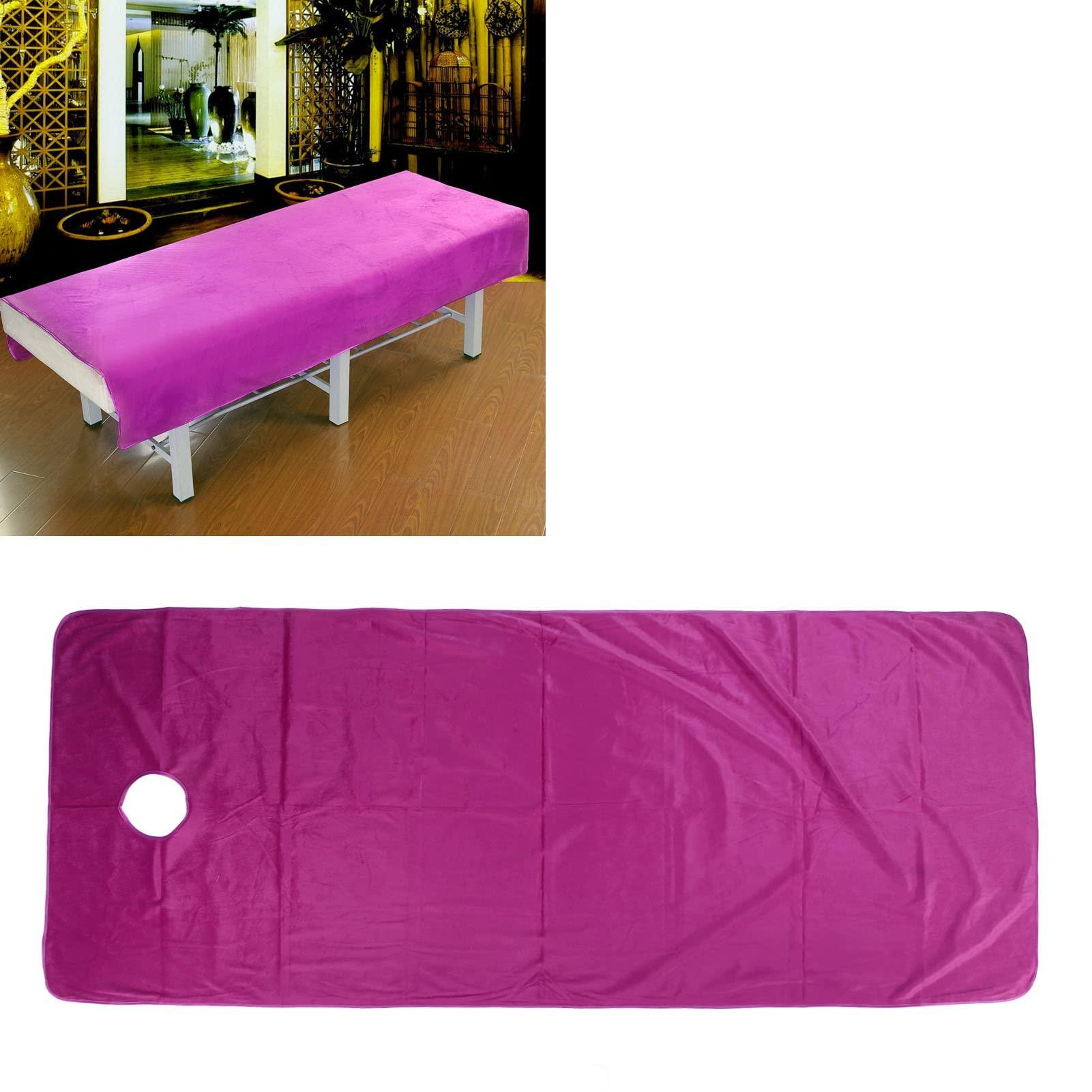 TITA-DONG Beauty Salon Table Cover Sheet, Machine Wash Spa Massage Bed Coverlet with Face Hole, Reusable Massage Bed Cover for Sheets, Bed Coverlet for Spa Beauty Salon Massage Shop 80x200cm