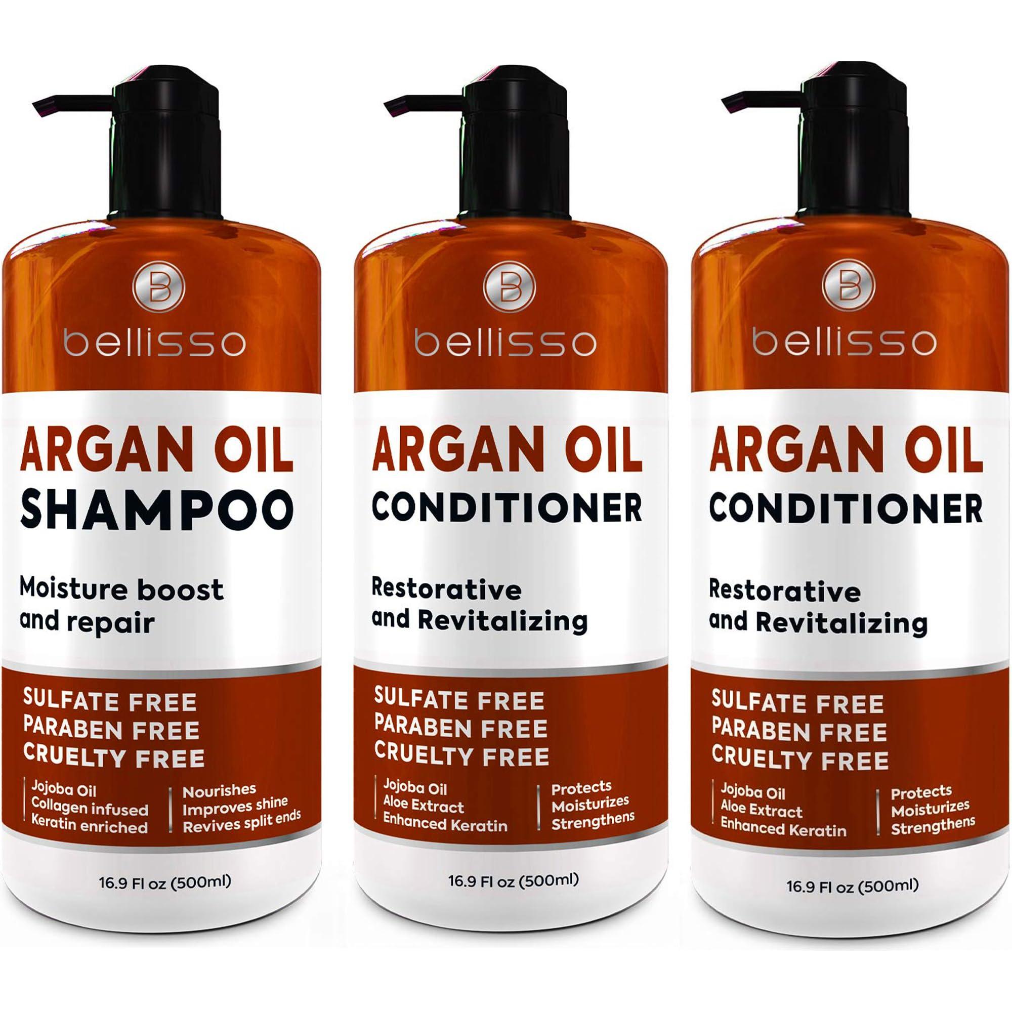 BELLISSO BELLISSO Moroccan Argan Oil Shampoo and Conditioner Set and Argan Oil Conditioner