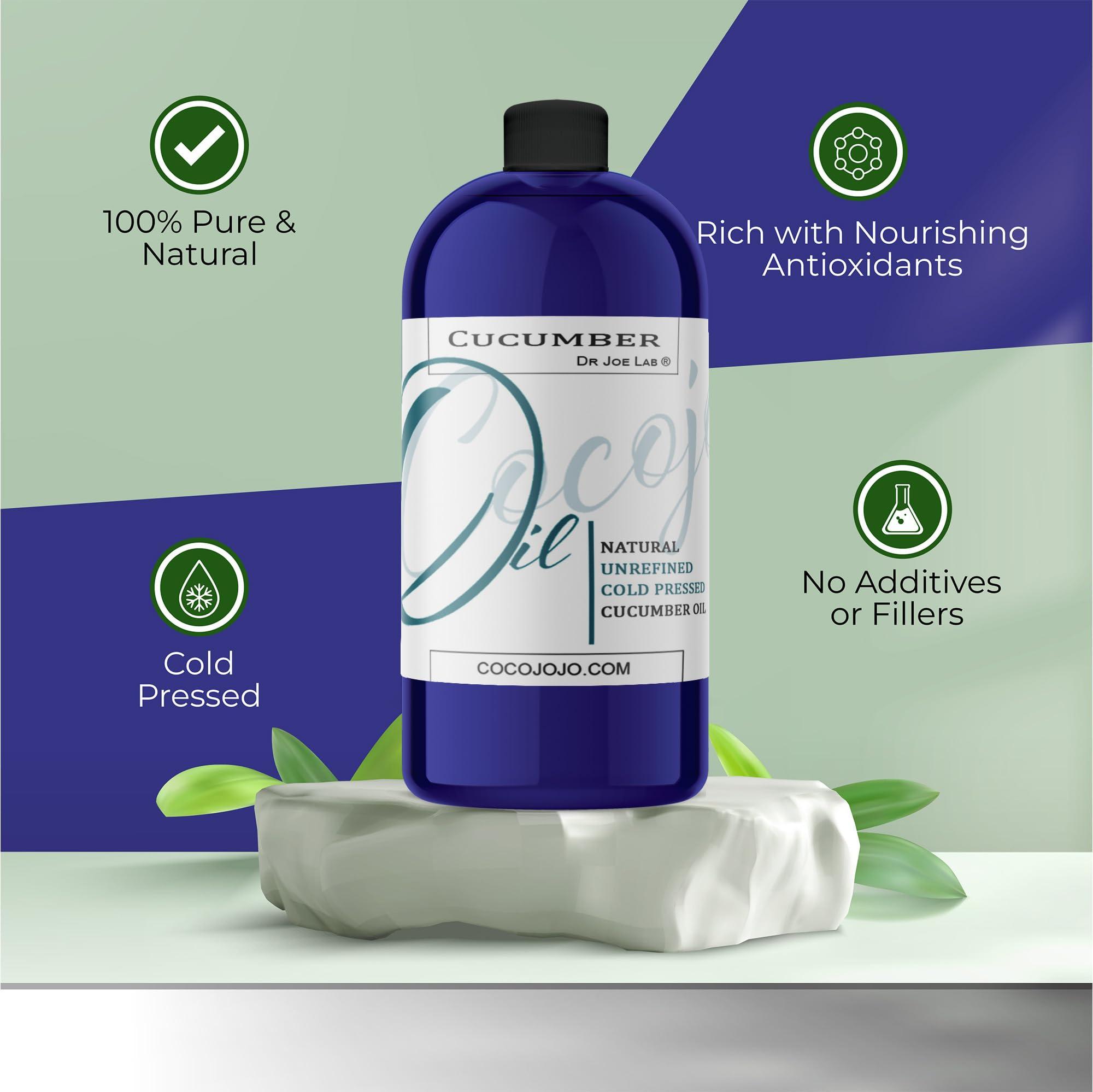 Dr Joe Lab Dr Joe Lab Cucumber Seed Oil - Pure, Unrefined, Cold Pressed, Undiluted, Non-GMO, Virgin Carrier Oil for Skin, Hair, Nails, Body, Face, Beard - 32 Ounces - Nourishing Hydrating Moisturizing Bulk
