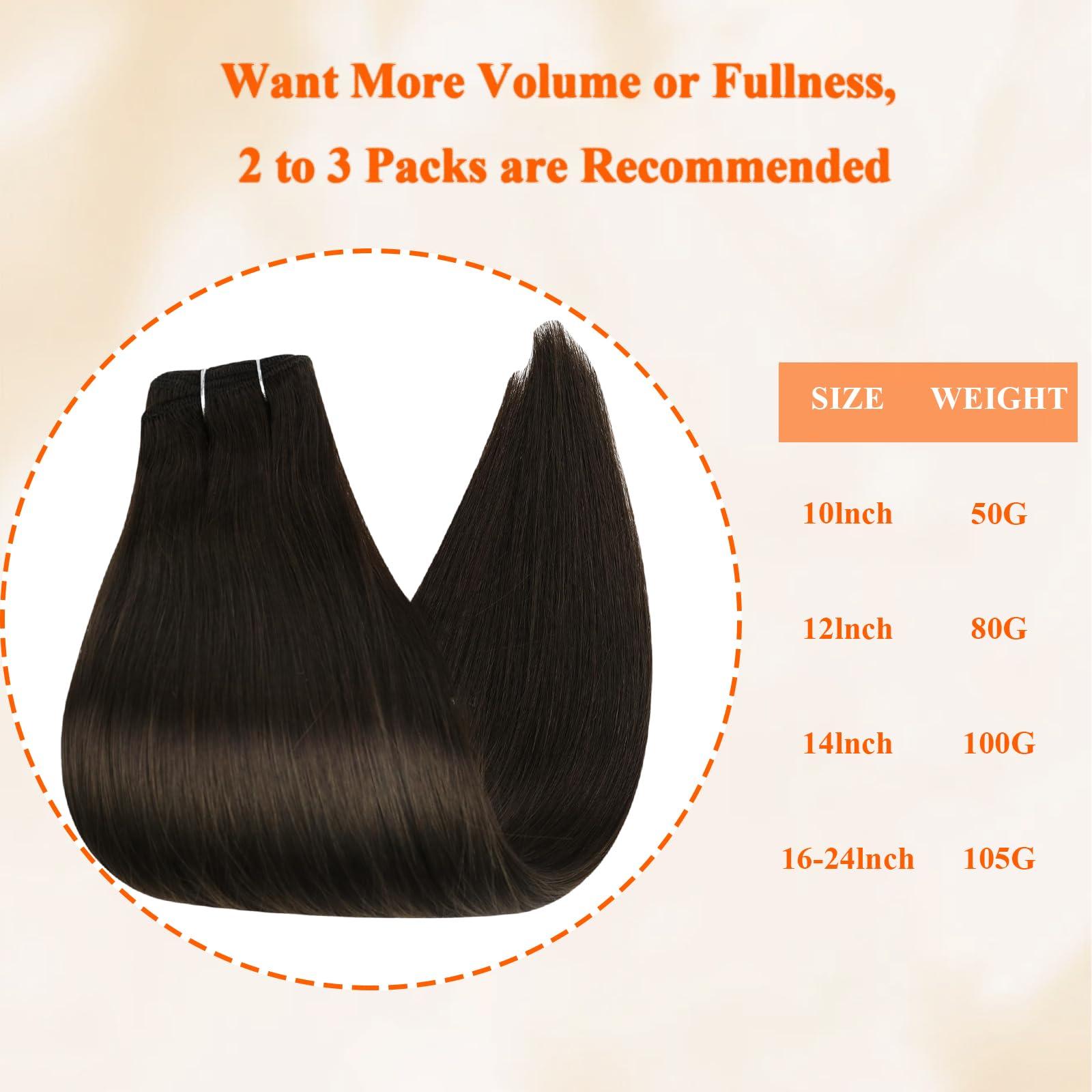 Full Shine Full Shine Hair Extensions Weft Human Hair Brown Sew in Real Hair Extensions #2 Dark Brown and Hair Extensions Real Human Hair Clip in Extensions