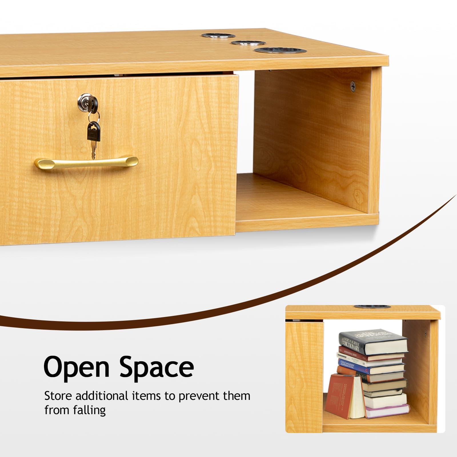 WEI WEI GLOBAL Wall Mounted Salon Station - Barber Station - Hair Salon Cabinet - Salon Stations for Hair Stylist - Beauty Spa Salon Equipment - Salon Furniture with 2 Lockable Drawers and 3 Tool Holders - Wood