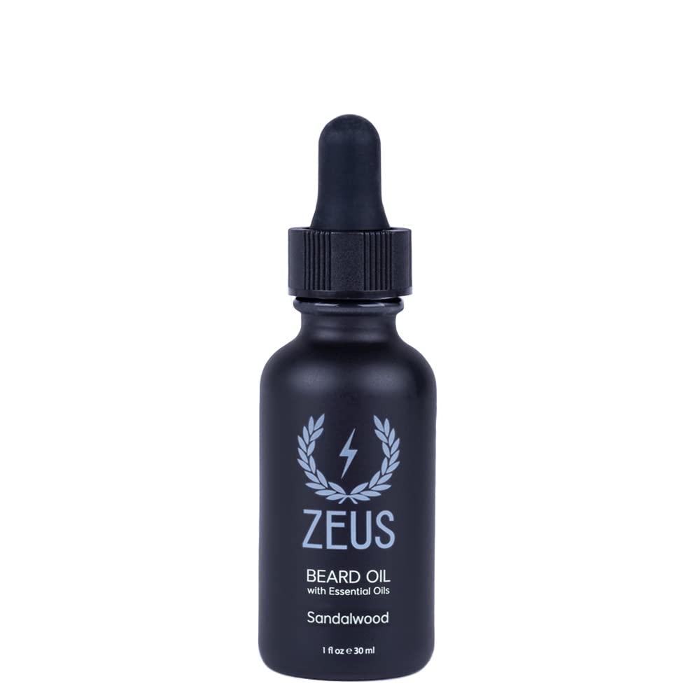 ZEUS ZEUS Natural Beard Oil, Premium Conditioning Beard Oil to Soften Beard & Mustache – MADE IN USA (Sandalwood) 1 oz.