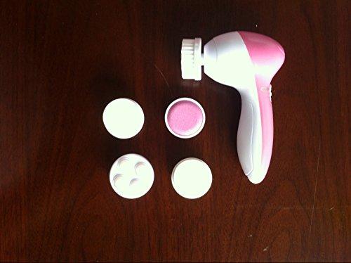 yunli Electric cleansing instrument five-in-one facial massage beauty equipment home wash brush wash instrument (Color: Rose red & White)