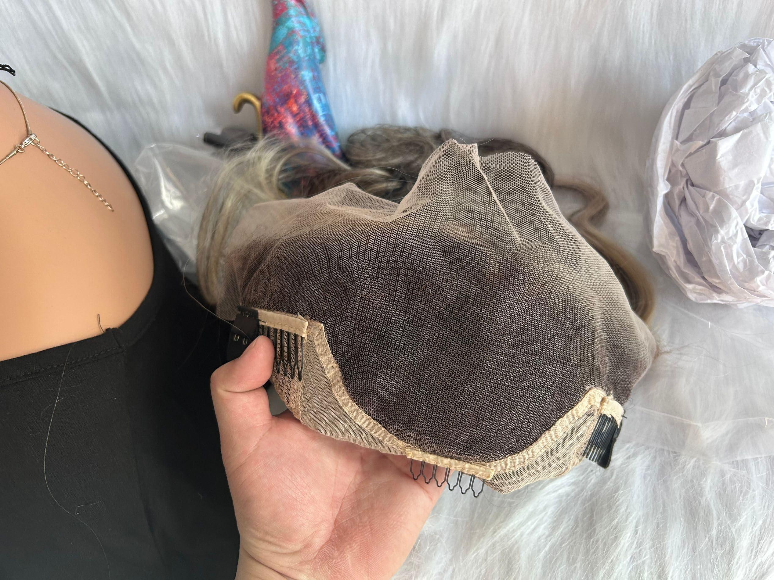 FENJUN HAIR FENJUN HAIR Ombre Silver Grey Wig Human Hair Dark Roots Wet and Wavy Lace Front Wigs for Black Women Body Wave Ash Blonde Wig Glueless Pre plucked Ombre Gray Wigs for White Women 150% Density 14 Inch