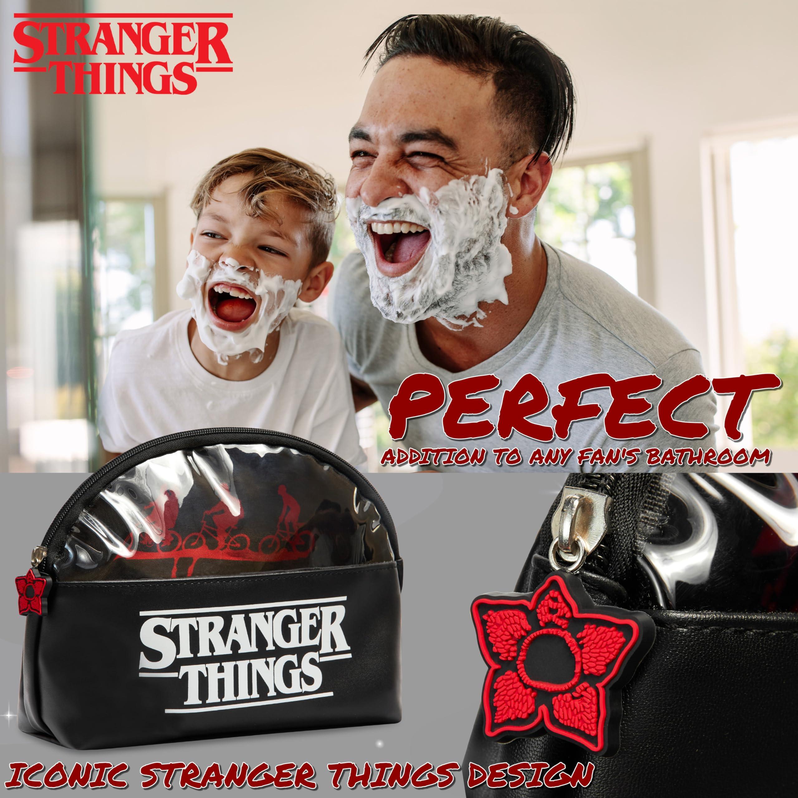 Stranger Things Stranger Things Wash Bag for Women Men Teenagers Makeup Bag Travel Toiletry Bag Gym Holiday Grooming - Gifts for Her (Black)