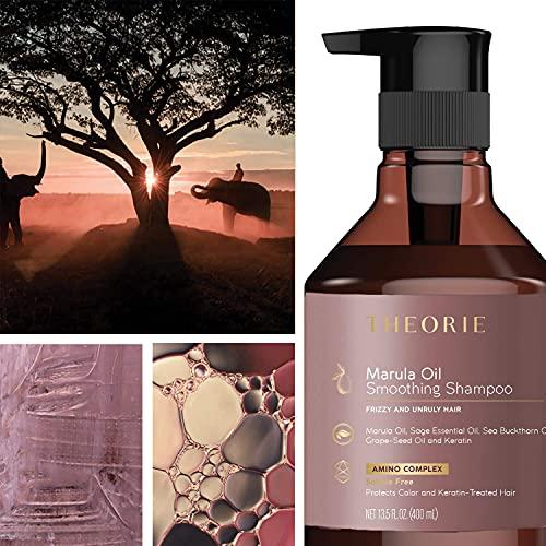 Theorie Theorie Smoothing Shampoo - Frizz Control with Marula, Sea Buckthorn & Grape Seed Oils, Sulfate-Free, Gluten-Free, All Hair Types, 800 ML