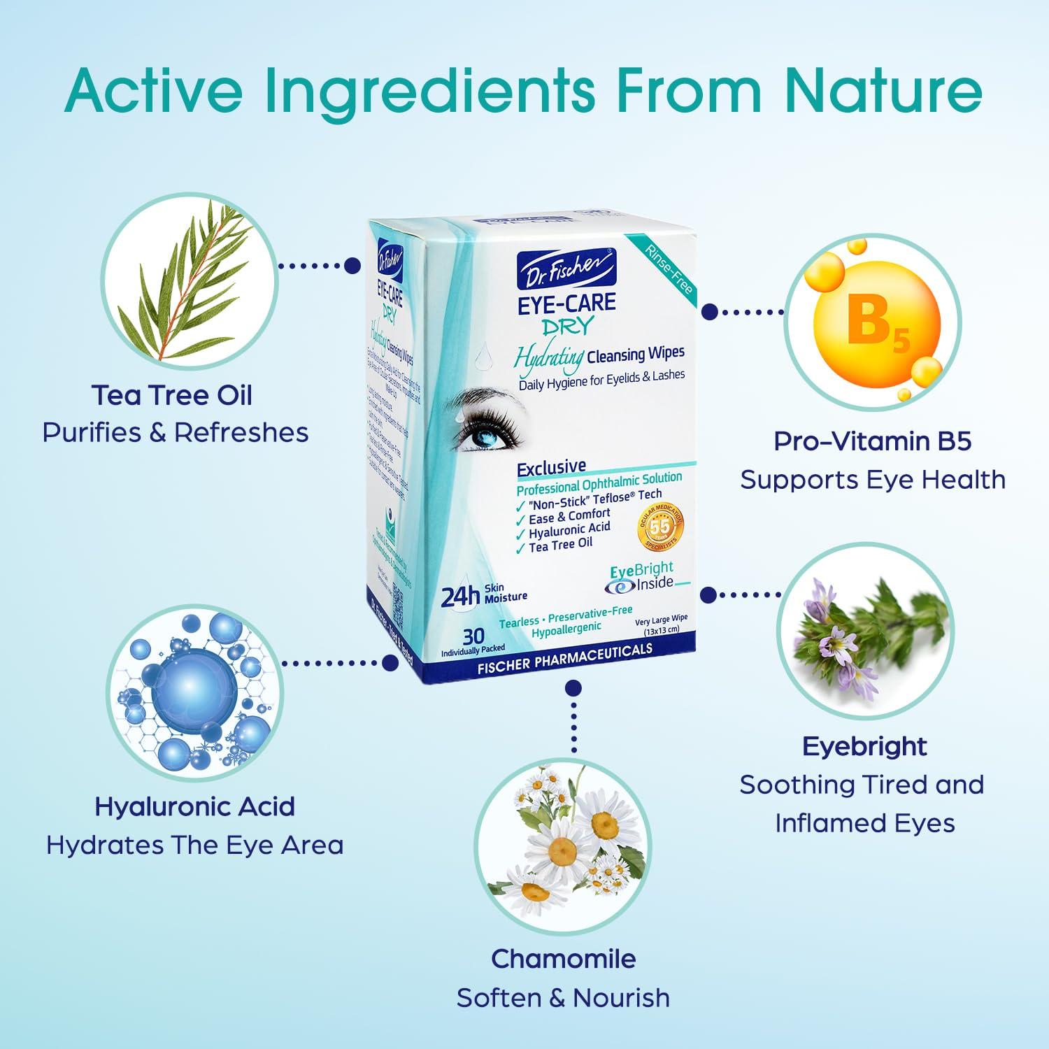 Dr. Fischer Dr. Fischer Eye Wipes and Eyelid Cleanser, Eyelash Foam. Hypoallergenic Eye Care for Demodex Blepharitis Allergy