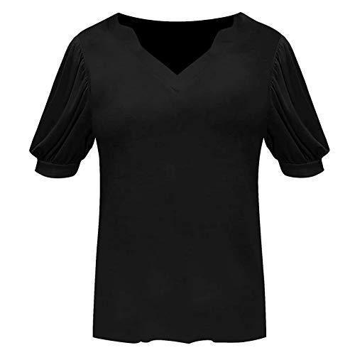 niaanieaie Women's Tops T-Shirt Cute Summer Printed Shirt Tunic Top Loose Casual Comfort Basic Rounded V Neck Stretch Funny Shirts(Black,XXL)