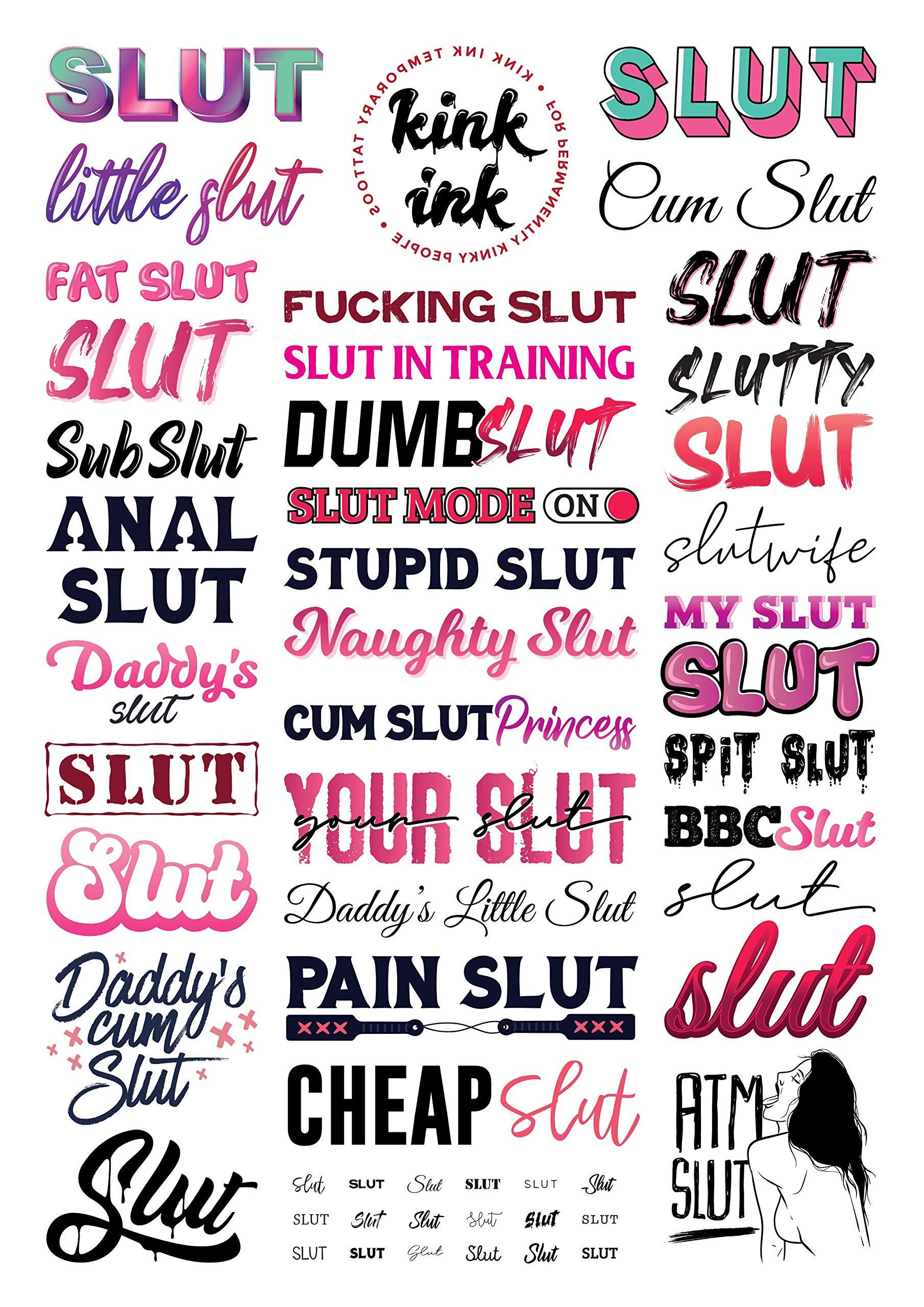 kink ink Kink Ink - 34 x "Slut" Temporary Tattoo Kinky A4 Sheet