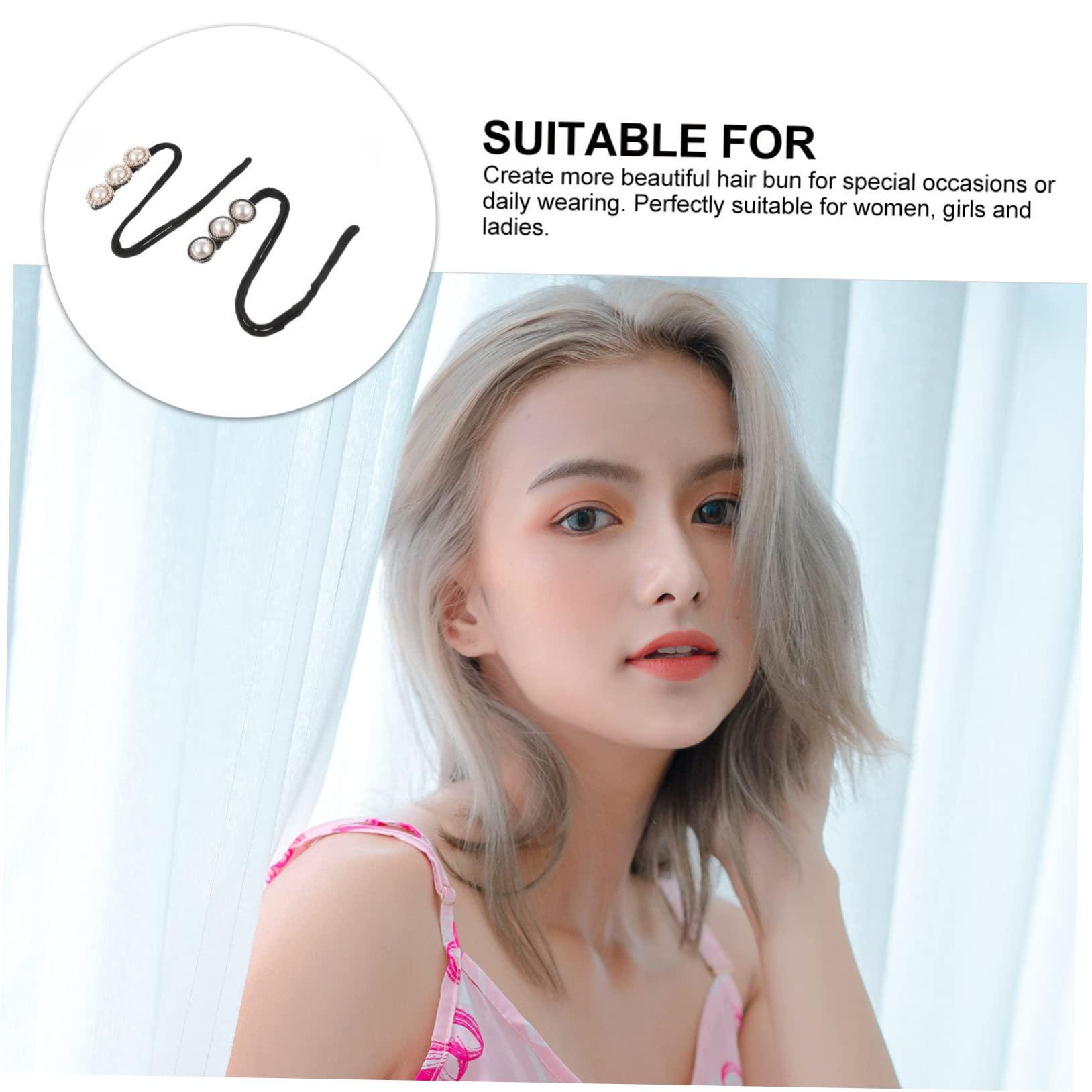 minkissy minkissy Hair Bun Maker Set 2pcs Donut Bun Makers Hair Donut Bun Holder for Women Hair Bun Former Pearl Flower Design for Girls Ladies