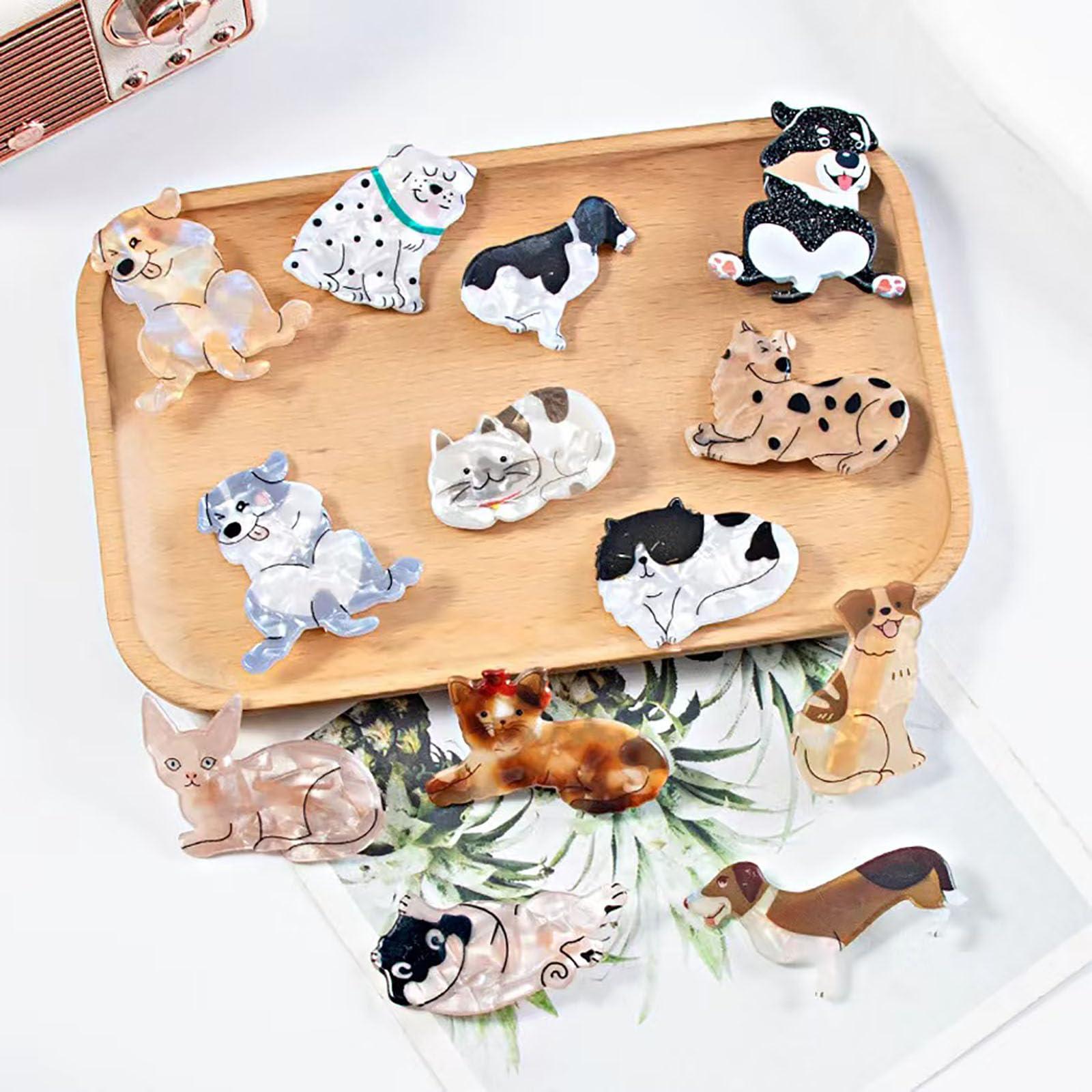 Achstrify Small Pug Hair Clips,Dog Shape Bangs Alligator Clips,Animal Shape Hairpins,Acetate Hair Duckbill Clips,Small Hair Barrettes for Girl,Pack of 2 (s10)