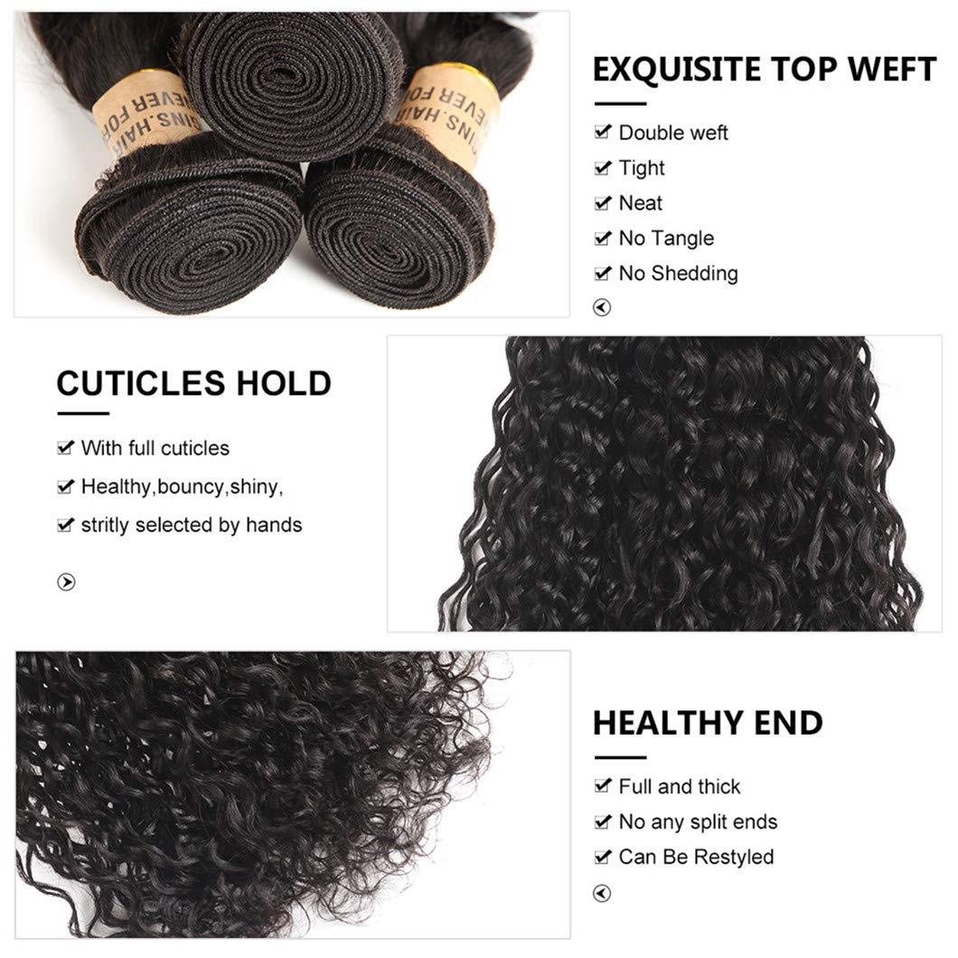 SSJFZM Brazilian Water Wave 3 Bundles With Closure Hair Remy Human Hair Bundles With Closure 4X4 Swiss Lace Natural Color Three Part 14 14 16 & Closure12