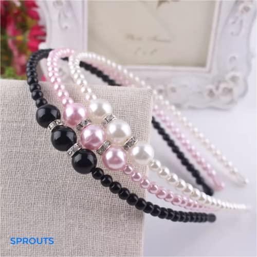 SPROUTS SPROUTS Girls Headbands 3 Pcs Pearl Headband Thin Fabric Hair Band Non-slip Hair Hoops Girl Hair Accessories for kids