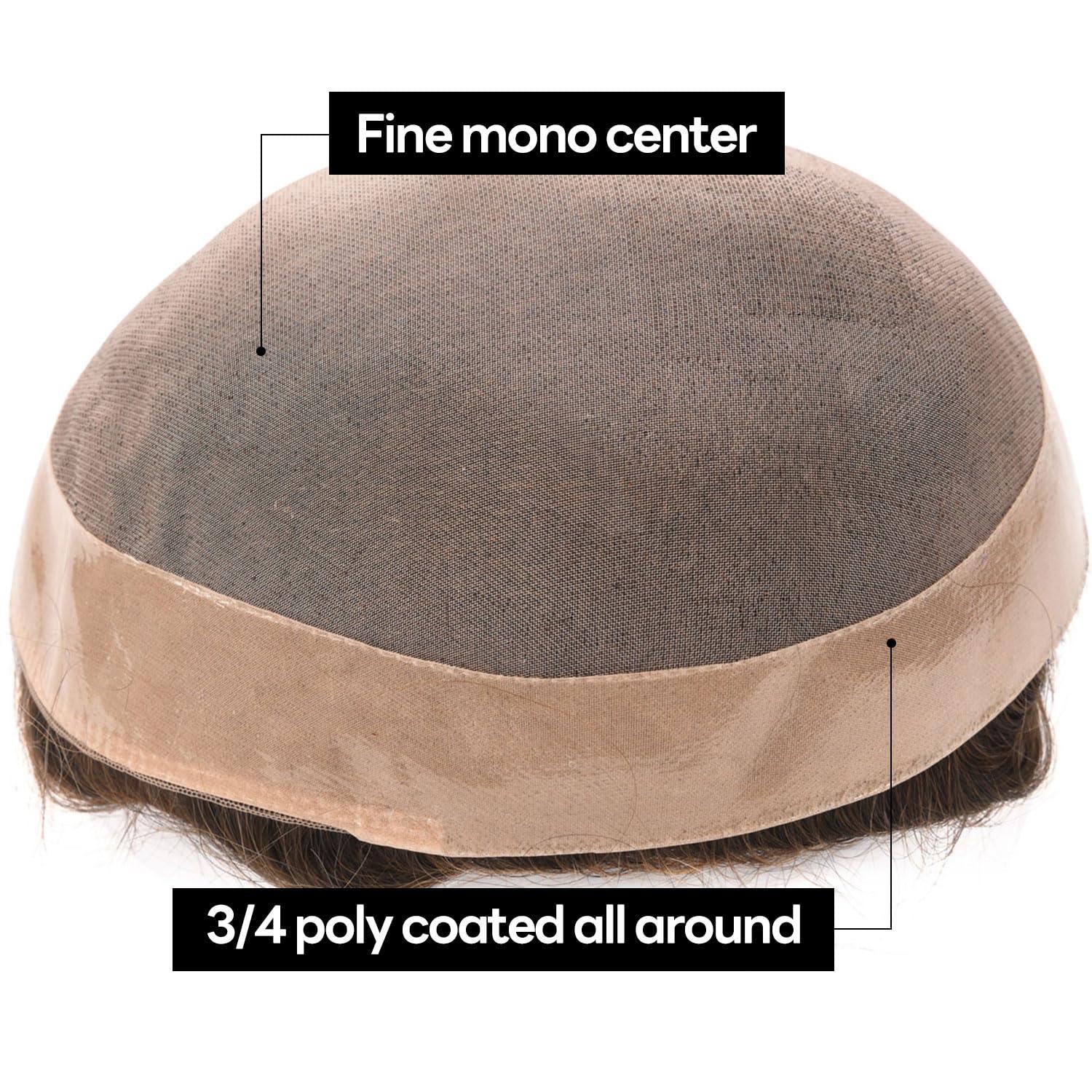 Generic Generic Hair System For Men Toupee Fine Mono Hair Piece European Human Hair Replacement NPU Skin Around Toupee For Men (20# Light Ash Blonde, 8x10\"\"-100% Light Med-Light Density)