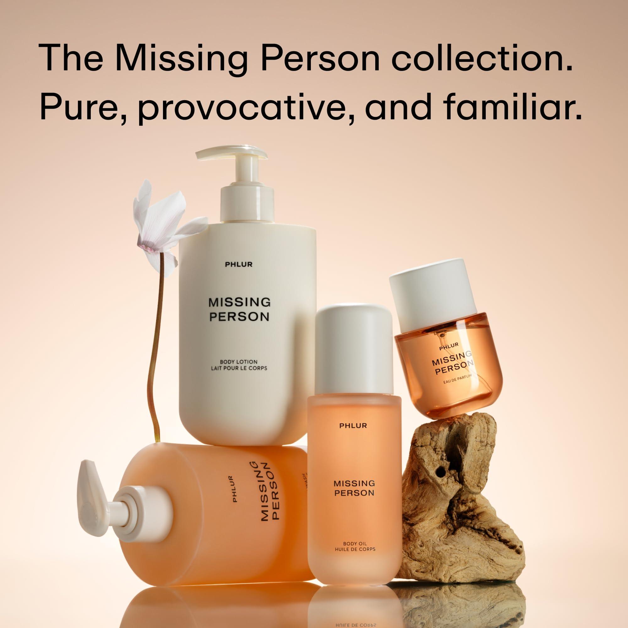 PHLUR PHLUR Missing Person Body Oil - Lightweight & Nourishing - With Ceramide-Rich Oils & Skin-Mimicking Lipids - Bergamont, Musk, Orange & Sandalwood Floral Scented Body Oil (4 Fl Oz)