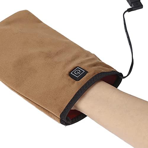 Tiiyee Electric Warming Mitts, Heated Beauty Hand Mittens USB 3 Settings Electric Warming Mitts Electric Heated Mittens Gloves for Hand Nail Art Manicure (Brown)