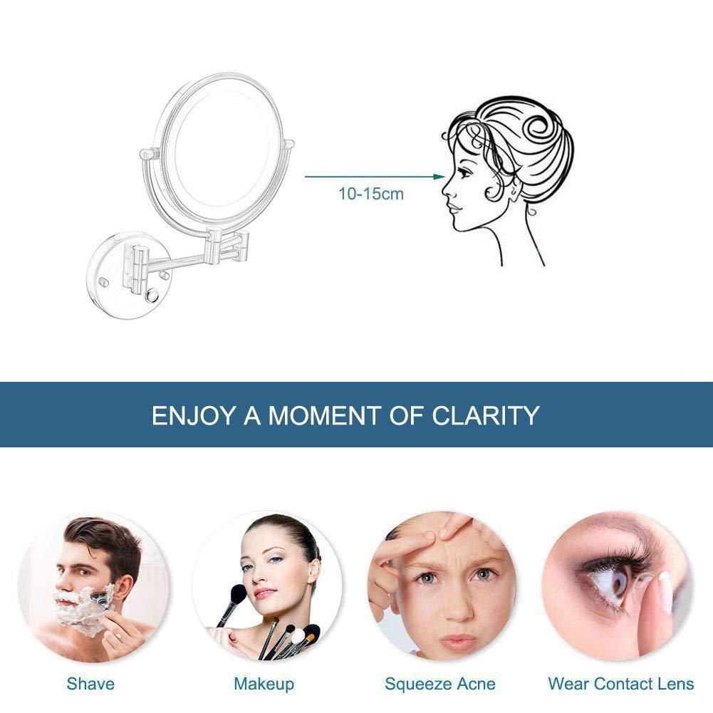 IJPDXOLBQ IJPDXOLBQ Wall Mount Led Lighted Makeup Mirror 5X Magnifying Touch Screen Shaving Mirror Double-Sided Round Bathroom Vanity Mirror Swivel Extendable Cosmetic Mirror,Concealed Install