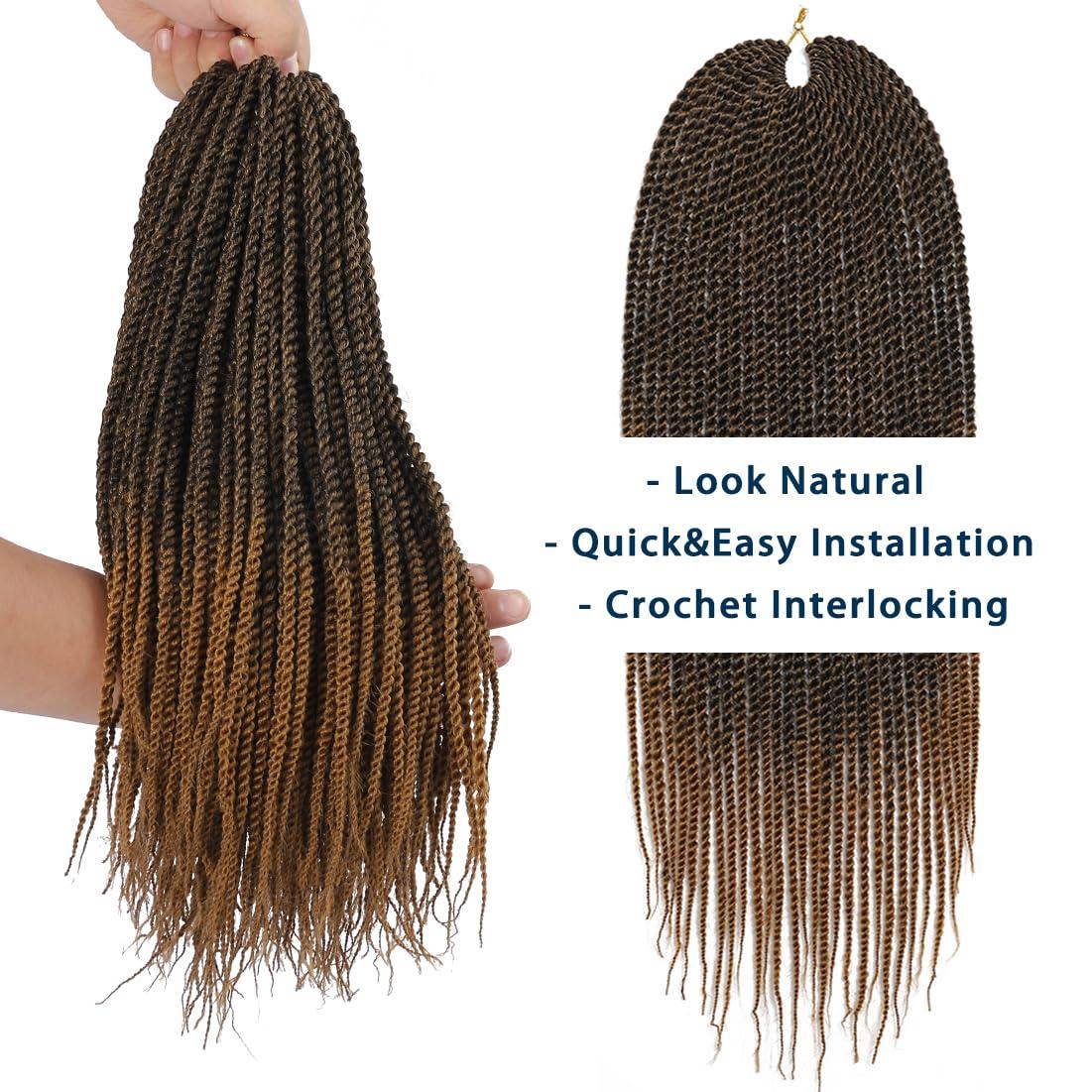 DDvation Crochet Braids Senegalese Twist Crochet Hair 7 Packs Pre Looped Micro Senegalese Twist Braiding Hair Ombre Crochet Braids for Women (24inch, T30)