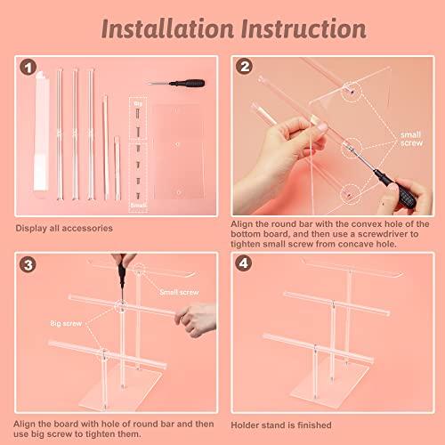 SMUK Acrylic Headband Holder Organizer Storage, 3-Tier Clear Scrunchie Holder Stand Hair Accessories Organizer Hair Tie Display Headband Stand for Women and Girls