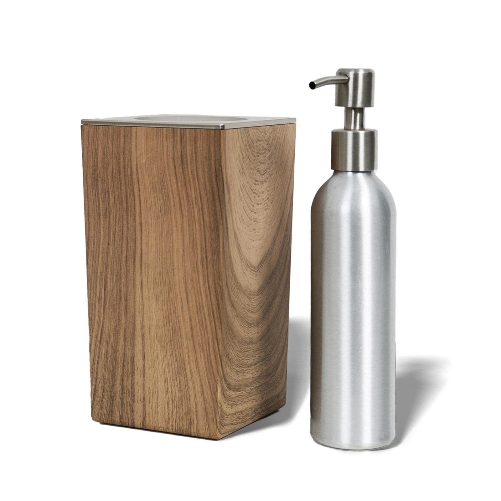 DERMALOGIC DERMALOGIC Massage Oil Warmer for Pro Spa Massage, Home Lotion Warmer with Aluminum Bottle Pump Set, Plug-in Oil Heater Beauty Salon Treatment Equipment, Light Wood