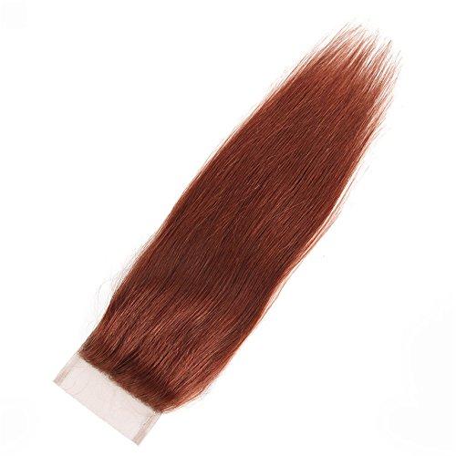 Tony beauty hair Tony Beauty Hair Copper Red Virgin Brazilian Human Hair Bundles with Top Closure Silky Straight #33 Dark Auburn Soft Hair Weaves 3 Bundle Deals with Lace Closure Piece 4x4 (14 14 14+14)