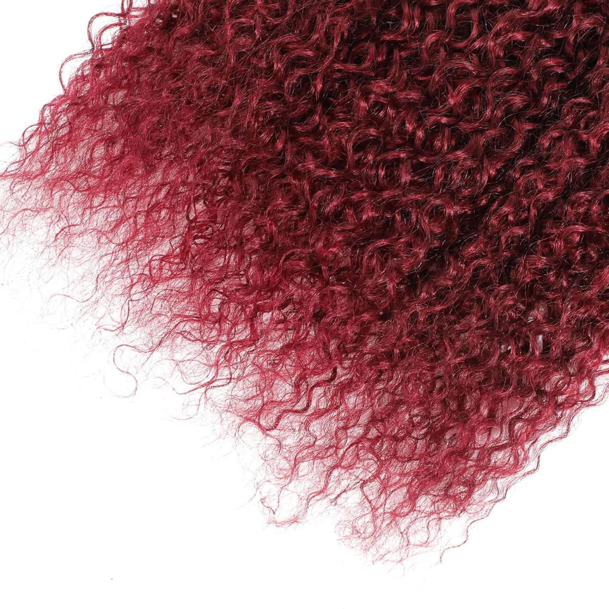 HeioWuio HeioWuio #99j Curly Wave Human Hair Bundles Burgundy Brazilian Remy Human Hair Weaves For Women Grade 8A Hair Extensions Red Bundles Unprocessed Virgin Hair Bundles 18 20 22 Inch