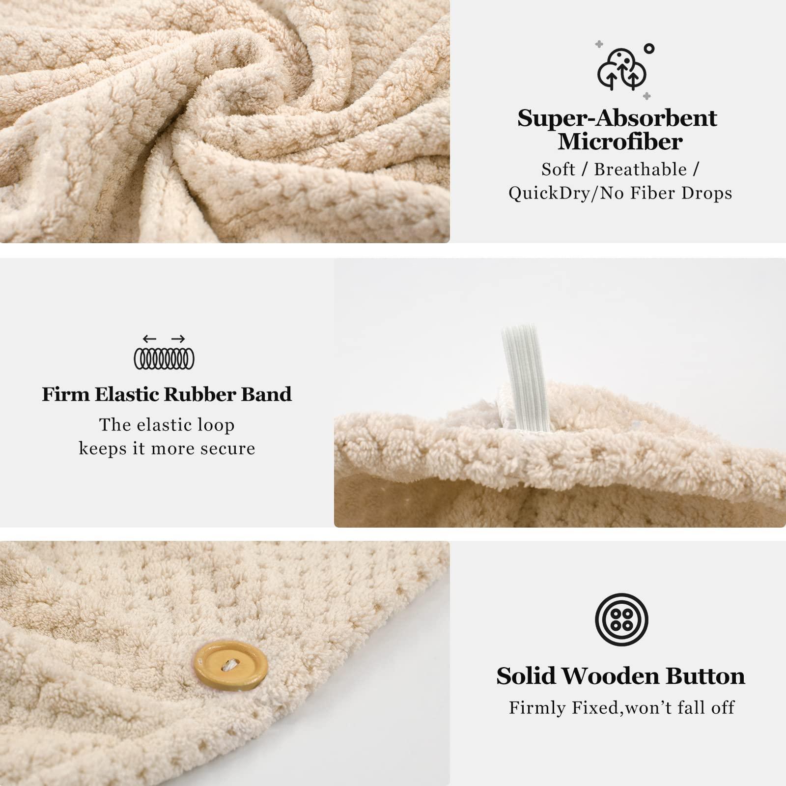 TOCOHO TOCOHO Women Microfiber Bath Wrap Towel and Hair Drying Towel - Adjustable Soft Body Wraps Dress with Hair Towel, Super Absorbent to Quick Drying Hair and Body (Khaki)