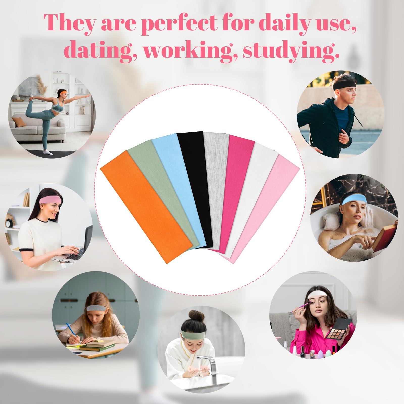 obeoby 8 Pack Headbands for Women, Sweat Absorbing Headbands Non Slip Cotton Hair Bands Fashion Headbands for Daily Life Workout Yoga Running