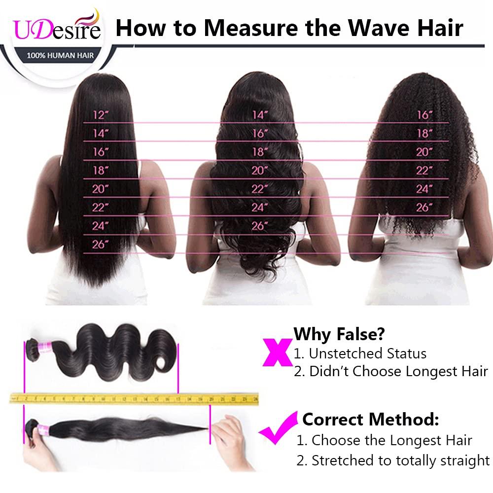 UDesire UDesire 10A Brazilian Virgin Hair Body Wave 3 Bundles(14 16 16,285g,Natural Black)100% Unprocessed Brazilian Hair Bundles Weave Weft Brazilian Body Wave Remy Human Hair Extenions