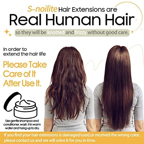 S-noilite S-noilite Clip in Hair Extensions Real Human Hair 24 Inch Platinum Blonde Hair Extensions Remy Human Hair Clip In For Women Natural Straight Clip on Extension 8PCS 80g #60