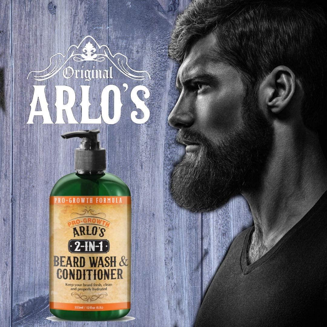Arlo's Arlo\'s 2-in-1 Beard Wash and Conditioner 12 oz. with 4-PC Beard Oil Variety Pack