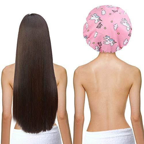 Tbestmax Unicorn Shower Caps for Long/Thick Hair, Cute Hair Cover for Women and Girl, Waterproof Bath Hat, Double Layer Bonnet