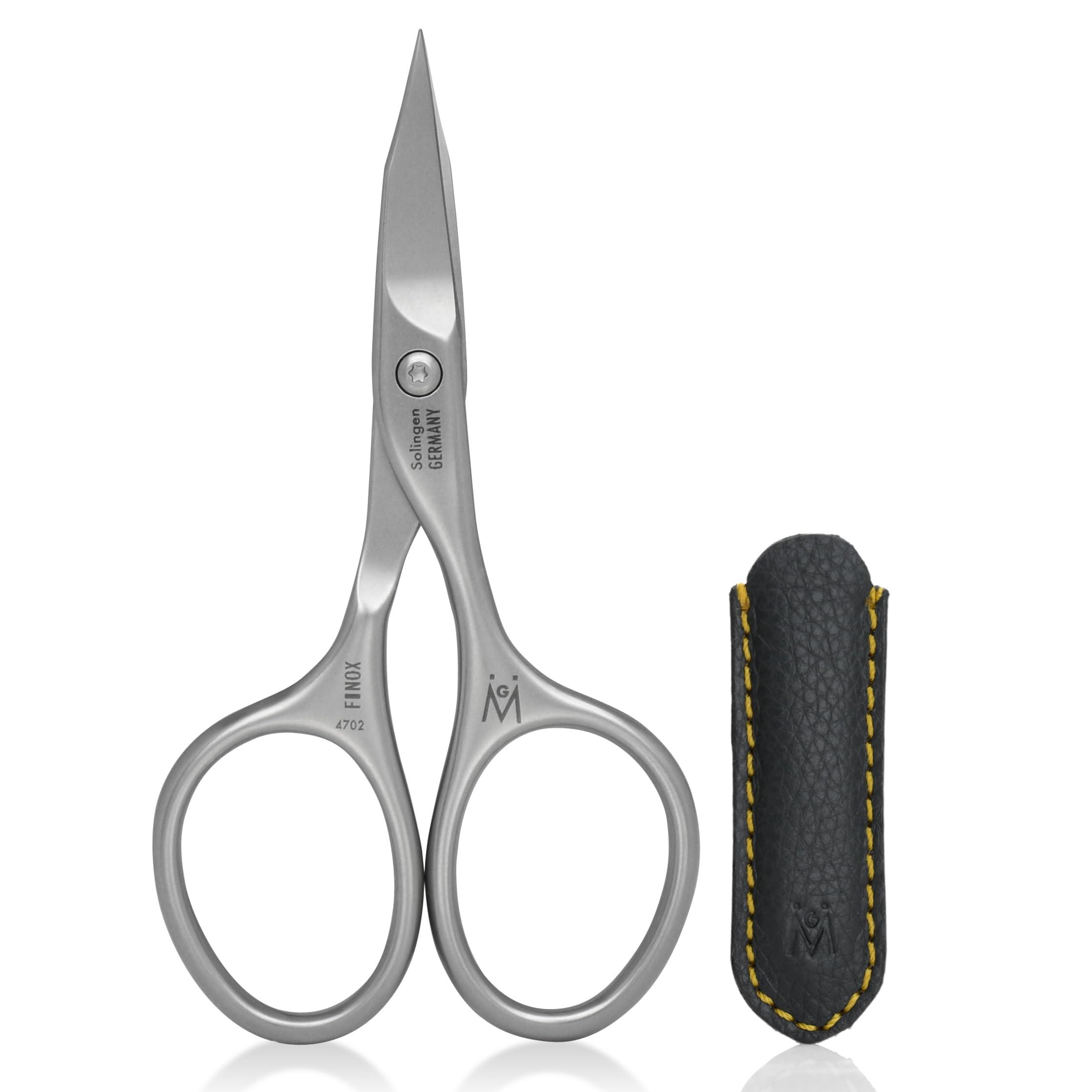 GERmanikure GERMANIKURE Nail and Cuticle Scissors - FINOX Stainless Steel Professional nail scissors for nail tips - nail scissors curved Manicure Tools in Leather Case - Ethically Made in Solingen Germany - 4702