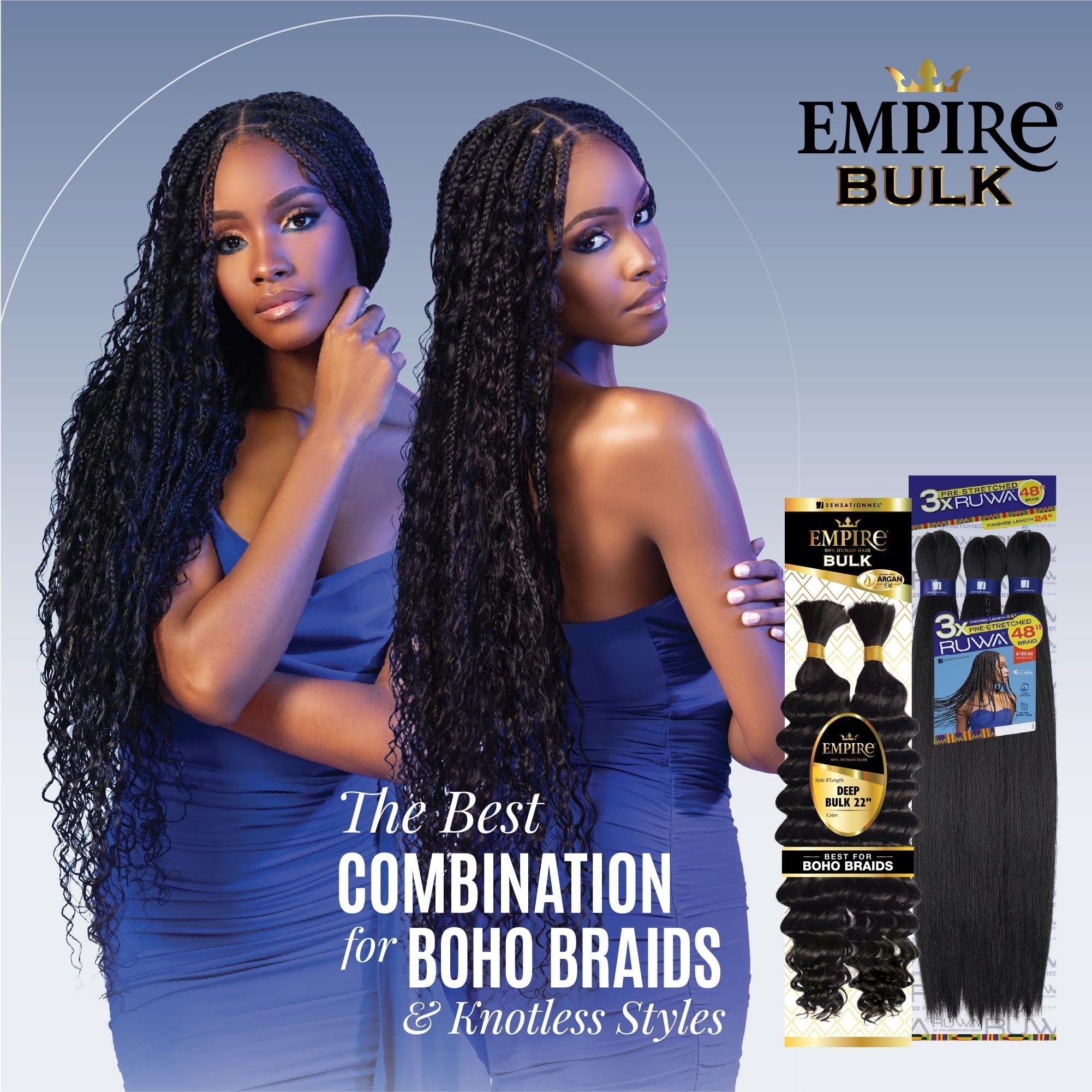 Sensationnel Sensationnel Empire bulk braiding  deep human hair braids for knotless boho box or curly loose wave styles (22 inch, 2 DARKBROWN)