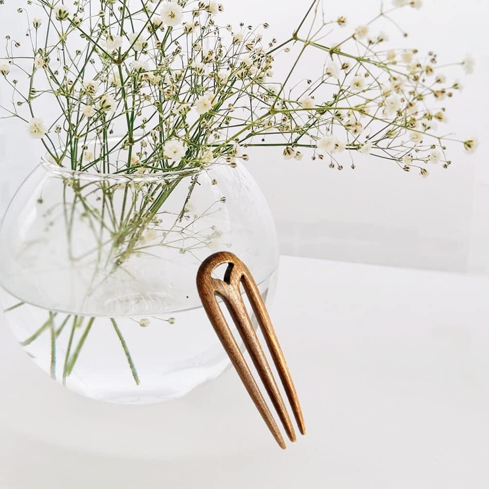 Lurrose Lurrose Hair Chopsticks Hair Forks 3 Prone Hair Pin 3- prong Hair Fork Wooden Hair Stick Wooden Hair Hair for Buns Hair Pin Hair Accessories Wood Hair Fork French Hair Stick Womens Hair Clips