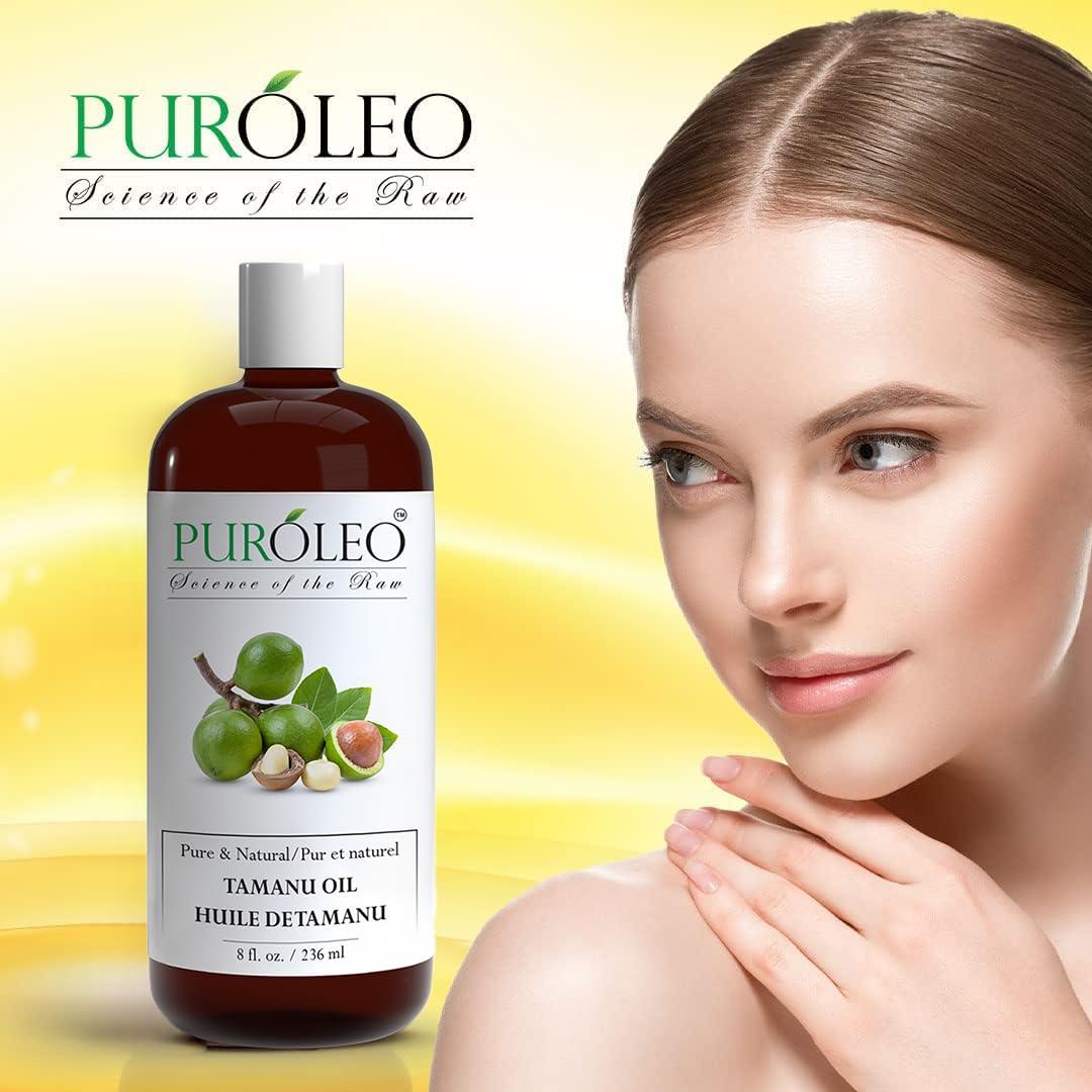 PURLEO PUROLEO Tamanu Oil 8 Fl Oz/236 ML (Packed In Canada) 100% Pure Certified | Natural Cold Pressed Unrefined Oil for Hair & Face Premium packaging with Eye Dropper tamanu oil for face skin virgin
