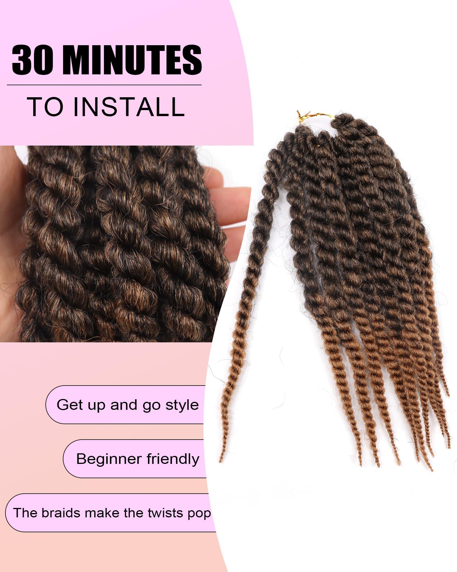 QANSFA 10 Inch Jumbo Braids Crochet Hair Short Havana Twist Crochet Hair for Black Women 7 Packs Crochet Senegalese Twist 2 Strand Twists Crochet Braids (10 Inch,T27-Black to Honey Blonde)