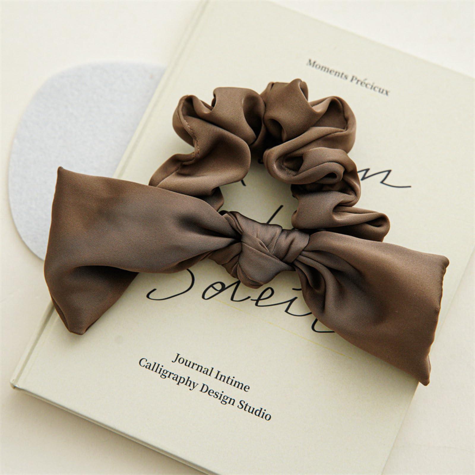 SMED Ponytail Holders For Thick Hair 2Pcs Satin Bow Headband Small Intestine Hair Tie For Women