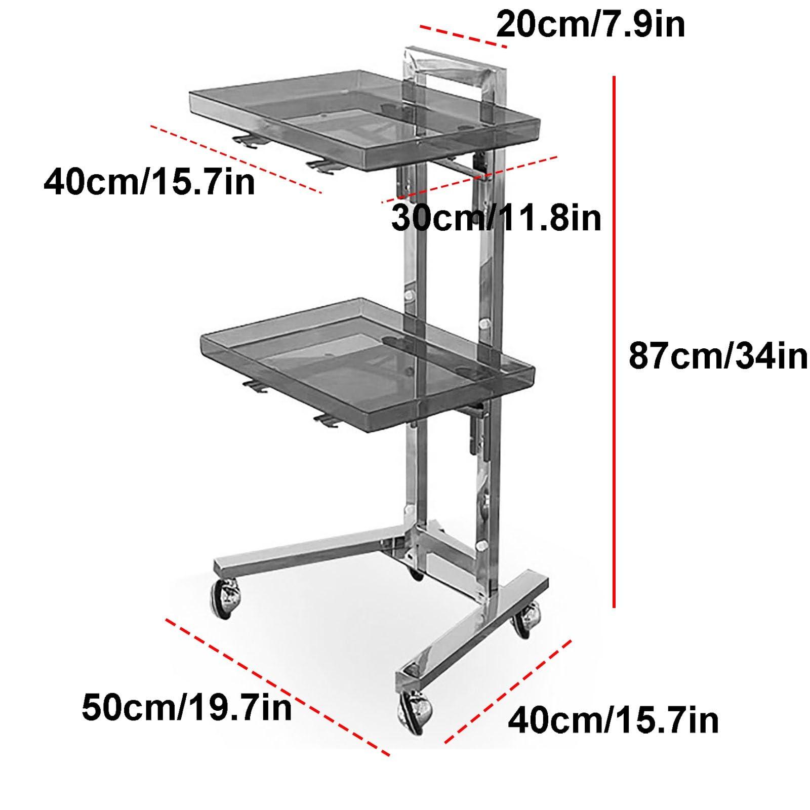 PQXQZ 2 Tiers Hairdressing Trolley Foldable Hair Salon Rolling Trolley Acrylic Tray Beauty Trolley On Wheels Save Space Hairdresser Storage Trolley(White)