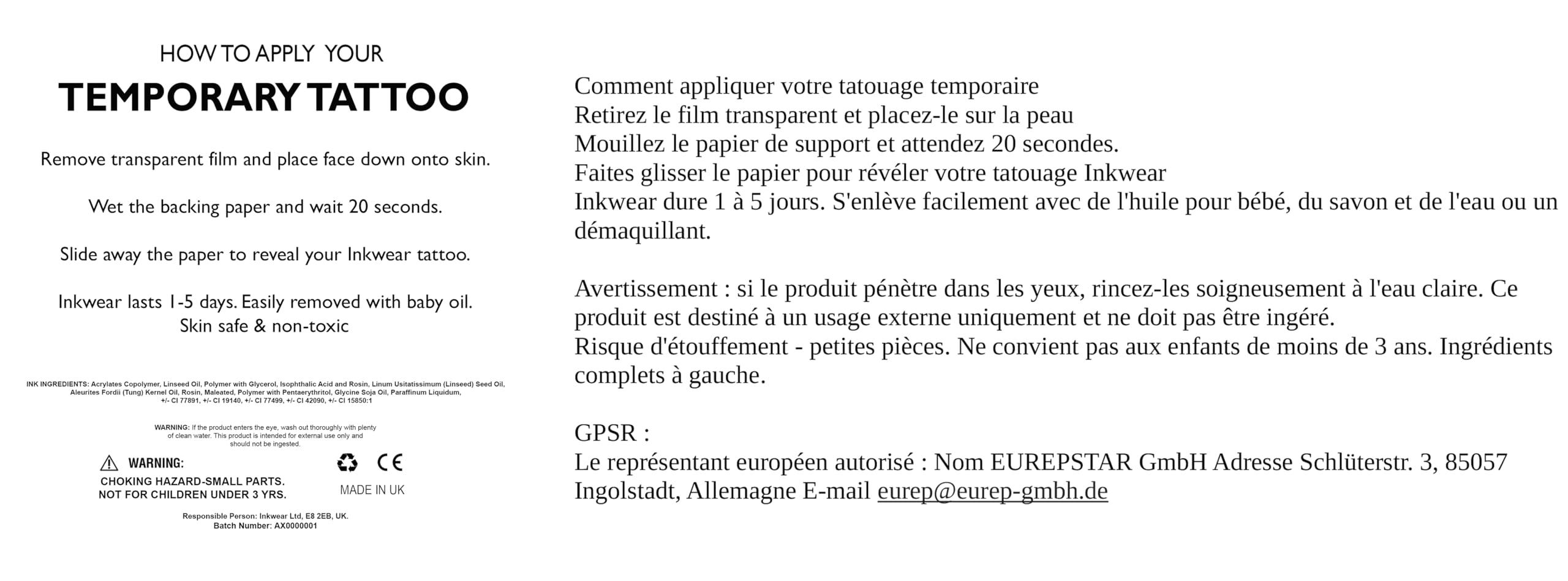 InkWear MMA Celeb Inspired Fake Tattoo Set | Life sized