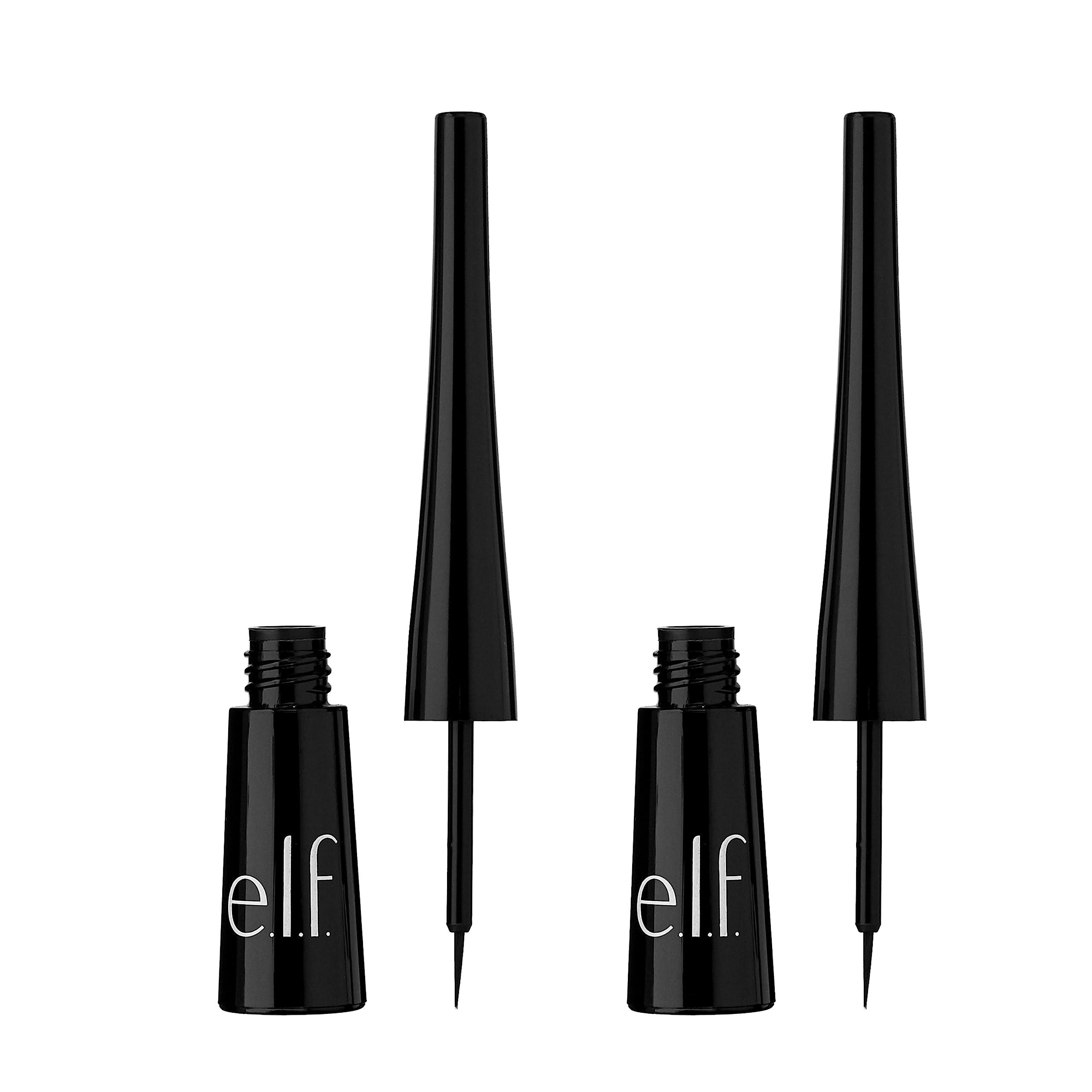 e.l.f. e.l.f. Expert Liquid Liner, High-Pigmented, Extra-Fine Liquid Eyeliner For Precise Definition, Long-Lasting, Vegan & Cruelty-Free, Jet Black, 0.14 oz, 2 count(Pack of 1)