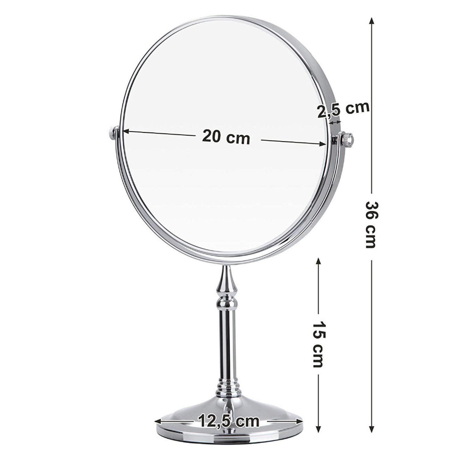 DMNSDD Countertop Makeup Mirrors, 8 inch Double Sided Brass Magnifying Mirror, Tabletop 360 Swivel Cosmetic Vanity Shaving Mirrors,Chrome,7X