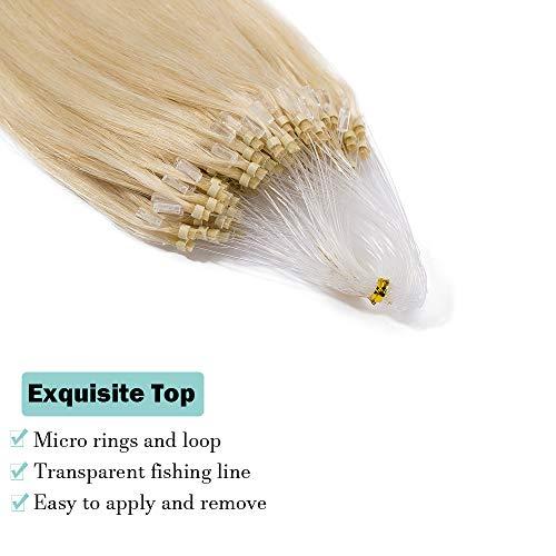 SEGO SEGO Micro Loop Human Hair Extensions Cold Fusion Micro Bead Hair Extensions Nano Rings Beads Stick Tipped Blonde Real Hair Extensions 50g 100 Strands 22inch 60# Platinum blonde