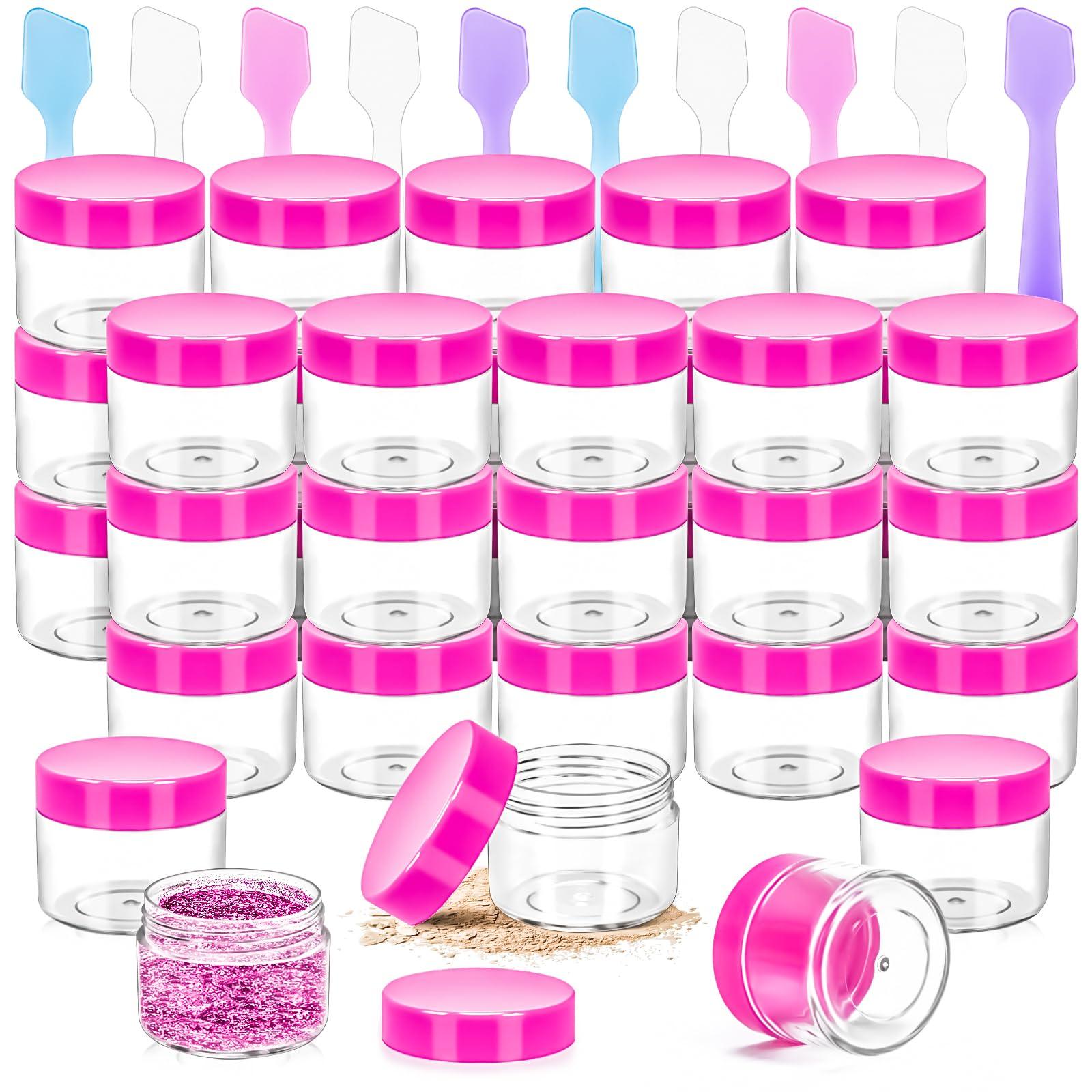 MotBach MotBach 35Pack 20g Small Plastic Cosmetic Containers with Lids, 0.7oz Plastic Makeup Containers Jars with Spatulas, 20ml Sample Jars Travel Size Containers for Toiletries Lip Balm Lotion Slime Cream