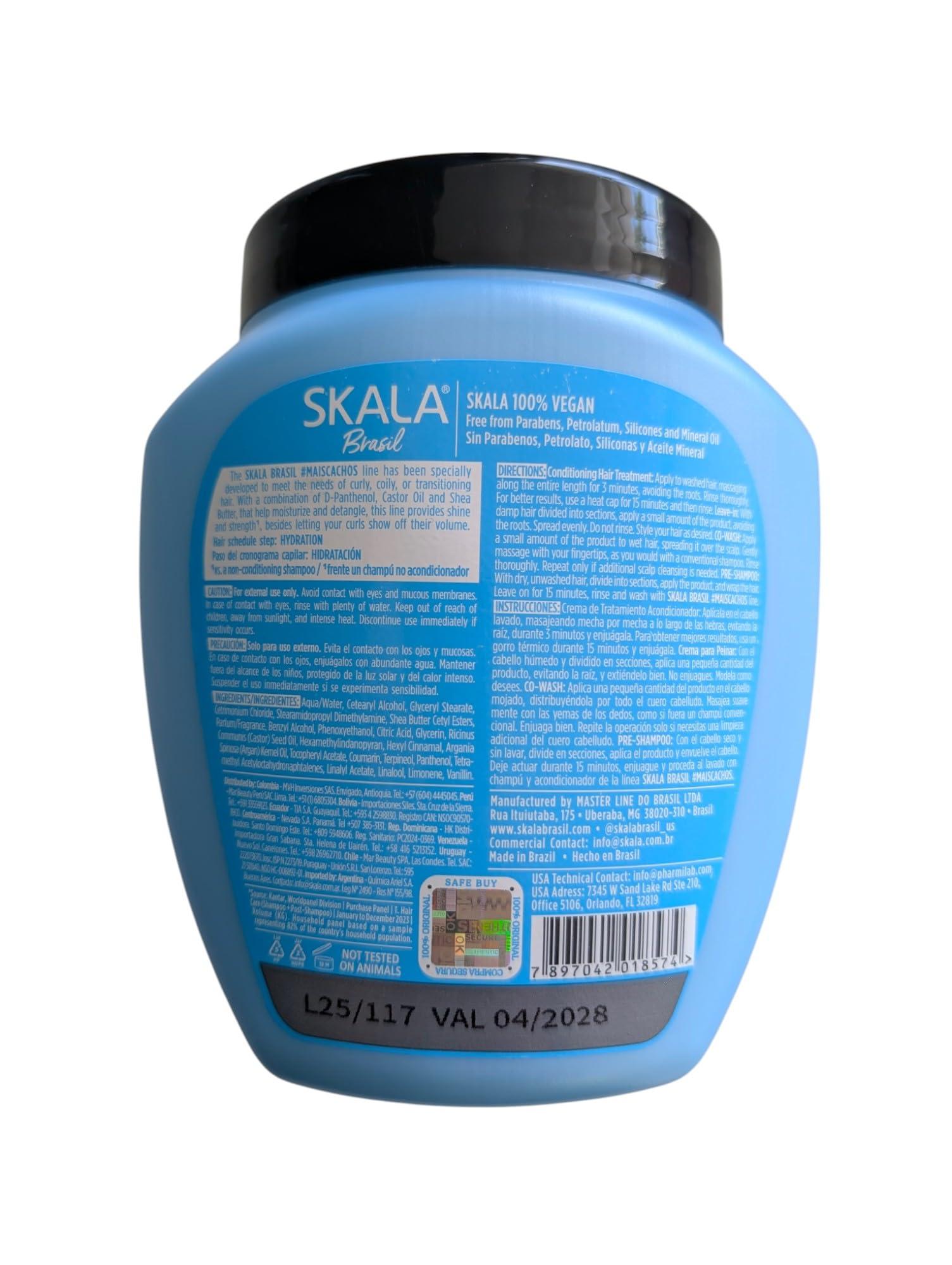 SKALA 2 Pack SKALA Mais Cachos Hydrates Curls, Eliminates Frizz, For Curly Hair - 2 IN 1 Conditioning Treatment Cream and Cream To Comb 35.2oz New