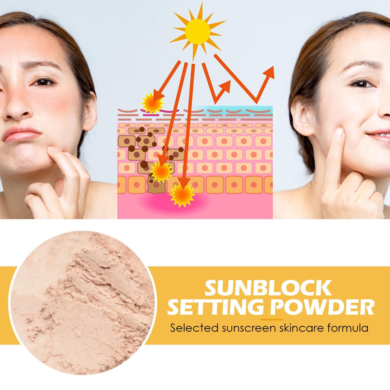 Jaysuing Mineral Powder Sunscreen, Powder Sunscreen for Face,Mineral SPF 50 PA+++ Sunscreen Powder,Long-Lasting Lightweight Breathable Sunscreen Power Brush