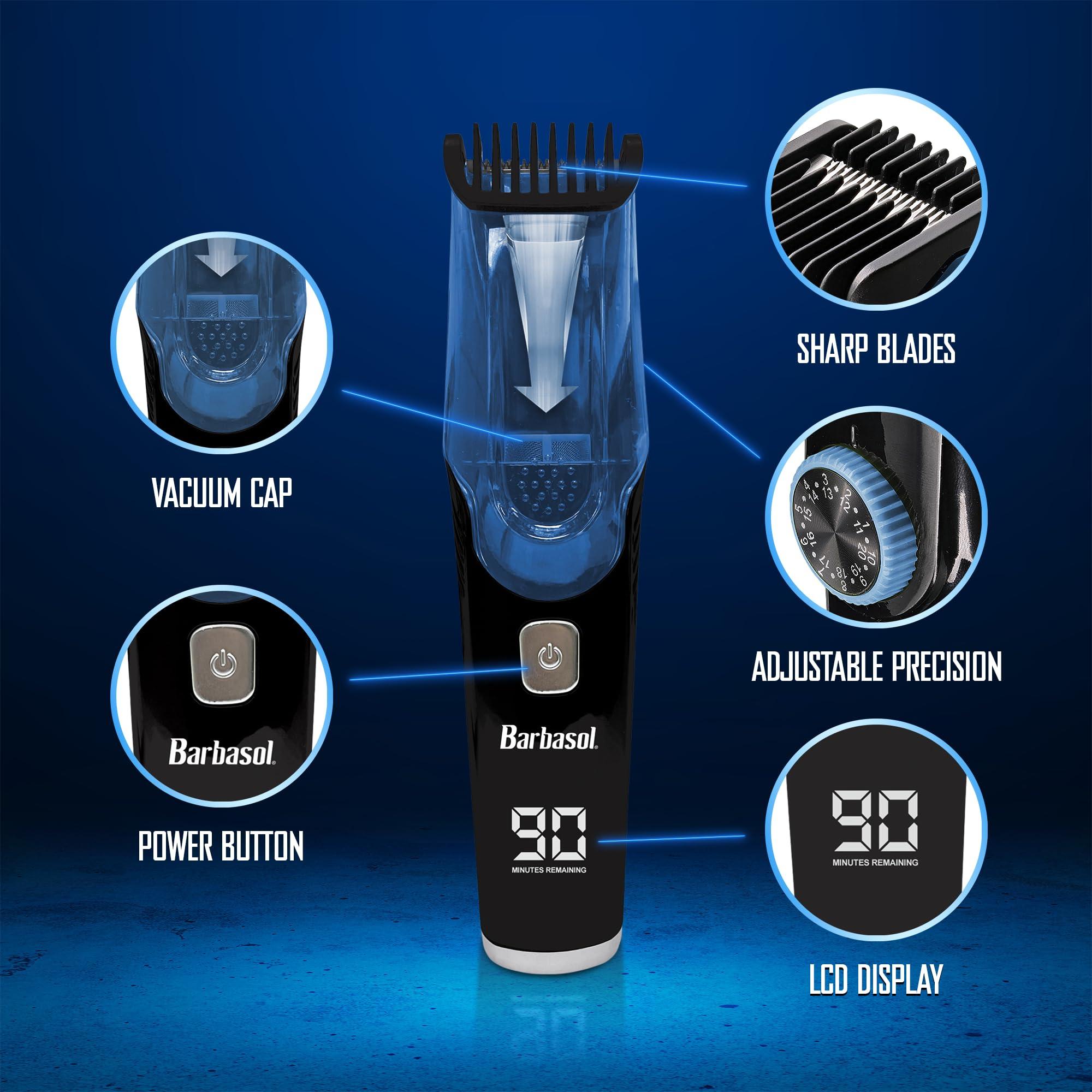 Barbasol Barbasol Vacuum Beard Trimmer for Men, Self-Vacuuming Hair, Beard, Sideburns & Mustache Trimmer with 20 Length Settings, Rechargeable, LED Screen, 90 Minute Run Time